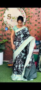 soft georgette saree with border blouse