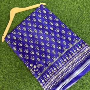 silk fabric ajarak print saree