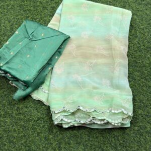 geogrette print saree