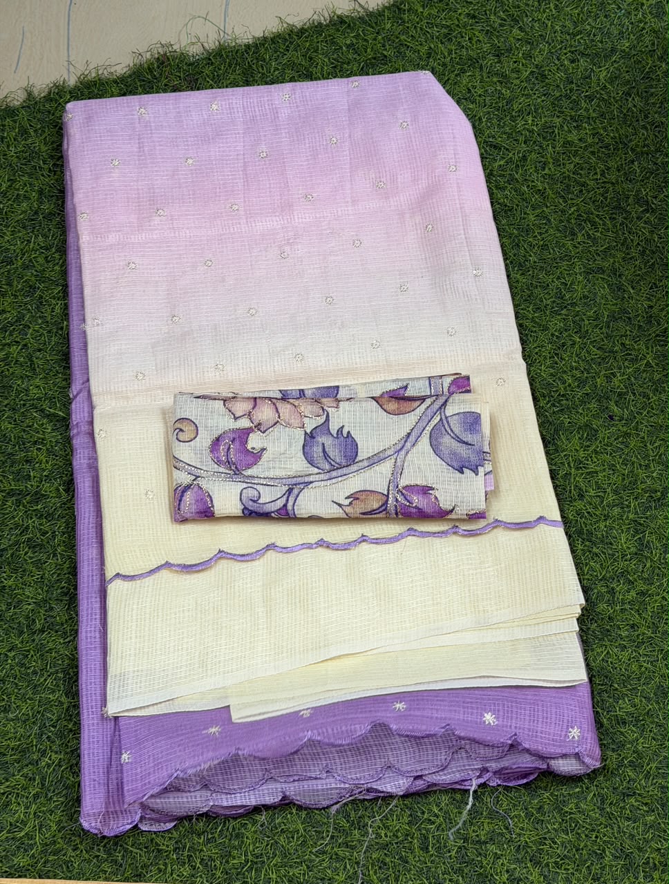 silk kota with work sarees - Image 4