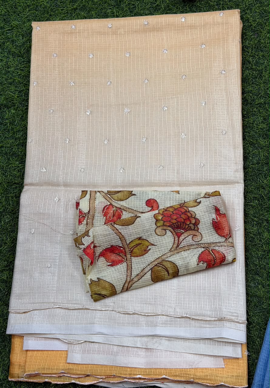 silk kota with work sarees - Image 3